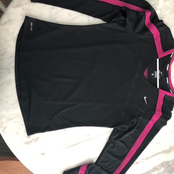 Nike Running Dry Fit Shirt - Long Sleeve - Size M - Black/Pink - Picture 1 of 2